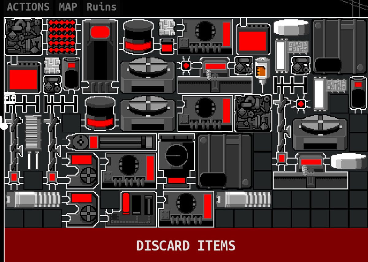 IDLE_DIRECTIVE ruins inventory containing several discovered components